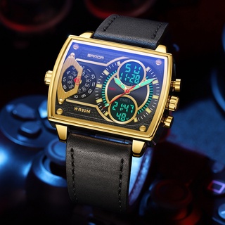 Sanda นาฬิกาข้อมือควอทซ์ อะนาล็อก ดิจิทัล สายสแตนเลส เรืองแสง กันน้ํา สไตล์สปอร์ต หรูหรา สําหรับผู้ชาย