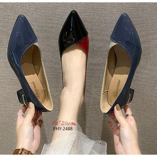 FHY-2488 รองเท้าคัชชูส้นสูงหัวแหลม สวย สุภาพ ใส่ได้ทุกโอกาส