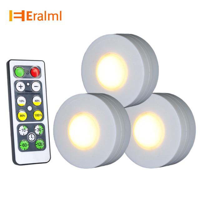 3Pcs Wireless LED Lights Closet Lights with Remote Control Pat Light for Kitchen Under Cabinet