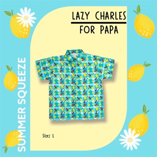 21August.Baby Summer Squeeze Lazy Charles for Papa เสื้อผู้ชาย ผ้าไมโครพีช สีฟ้า