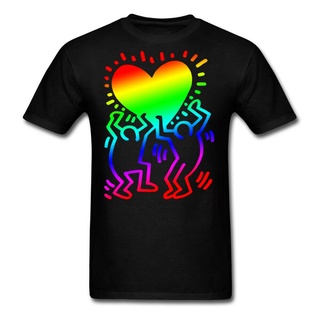 เสื้อยืดโอเวอร์ไซส์มาใหม่ เสื้อยืด ผ้าฝ้าย พิมพ์ลายกราฟฟิคอนิเมะ Geek Keith Haring สีดํา แนวสตรีทS-3XL
