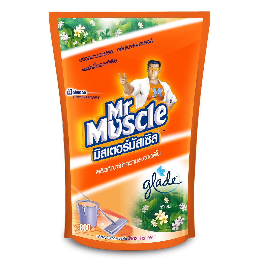 มิสเตอร์-มัสเซิล-เกลด-1-ผลิตภัณฑ์ทำความสะอาดพื้น-กลิ่นส้ม-ชนิดเติม-800มล