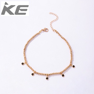 Simple jewelry Black dripping pendant beaded anklet Alloy small gold bead single anklet for gi