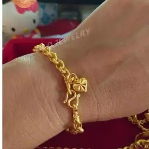 ใหม่-สร้อยข้อมือชุบทอง-24k-99-9-ลายทาโร่-ตุ้งติ้งดาว-น้ำหนัก-2-สลึง