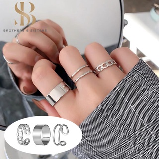 สินค้า Shiny B&S 🌸พร้อมส่ง🌸แหวน 3 ชิ้น /ชุด Korea Ins แหวนแฟชั่น สไตล์ฮิปฮอป แหวนโลหะ ปรับได้ แหวนโลหะผสม สําหรับผู้หญิง เครื่องประดับ