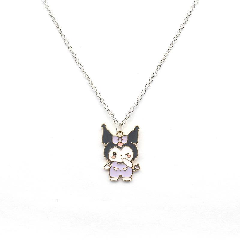 สร้อยคอโซ่-จี้การ์ตูน-sanrio-kuromi-drop-glaze-อุปกรณ์เสริม-สําหรับนักเรียนหญิง