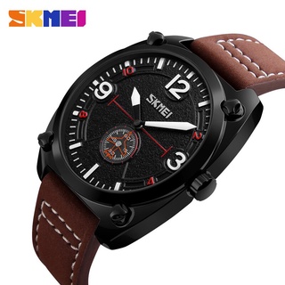 SKMEI Men Quartz Watch Leather Male Fashion Waterproof Watches Top Brand Sport Wristwatches Relogio Masculino Clocks