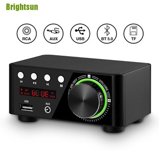 brightsun bluetooth 5 . 0 power amplifier usb เครื่องเล่นเพลงสเตอริโอขนาดมินิสําหรับติดรถยนต์