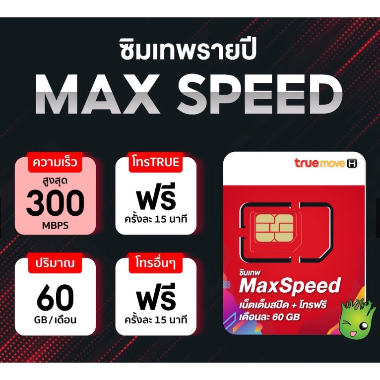 ซิมเทพทรู-true-max-speed-60gb-ความเร็ว-300mbps-โทรฟรีทุกค่ายไม่อั้น-ซิมแม็กสปีด-ซิมเน็ตรายปีไม่ต้องเติมเงิน