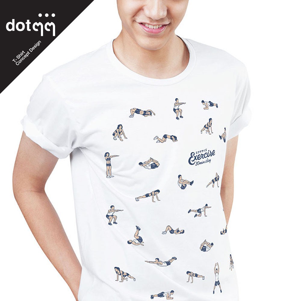 dotdotdot-เสื้อยืดผู้ชาย-รุ่น-concept-design-ลาย-exercise-white