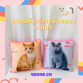 หมอนอิงสกรีนลายน้องเหมียว ขนาด 40x40 cm ใบใหญ่ 🐱 ราคาโรงงาน 🚛 มีบริการเก็บเงินปลายทางค่ะ