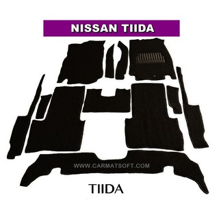พรมดักฝุ่นไวนิล NISSAN TIIDA สีดำ เต็มคัน สวยงาม เข้ารูป100% หนานุ่ม เหยียบนุ่มสบายเท้า ดักฝุ่น