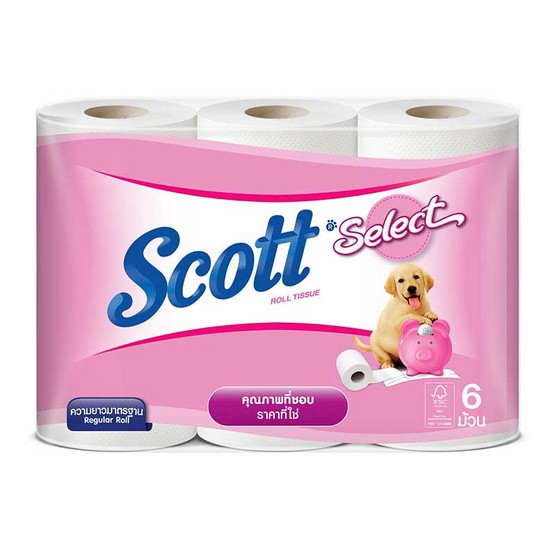 Scott Select สก็อตต์ ซีเลคท์ ความยาวมาตรฐาน (6ม้วน) | Shopee Thailand