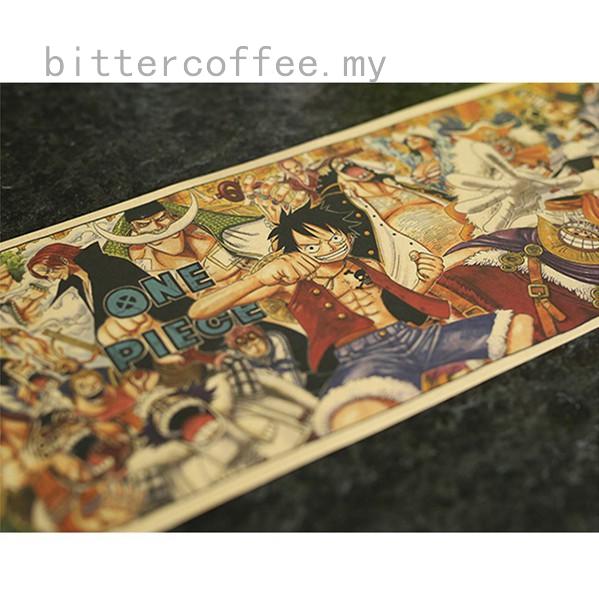 โปสเตอร์กระดาษคราฟท์ ลายอนิเมะ One Piece สไตล์วินเทจ ขนาด 72x19 ซม. สําหรับตกแต่งบ้าน