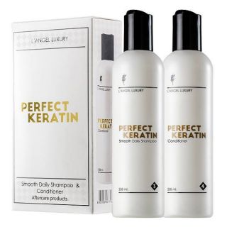 🐰ชุดแชมพูเคราติน, ทรีนเม้นท์เคราติน LANGEL Perfect Keratin เพอร์เฟ็ค เคราติน 258ml. x2ขวด แอลแองเจล