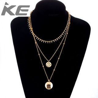 Jewelry Creative Geometric Alloy Bead Chain Irregular Glossy Disc Necklace Women for girls for
