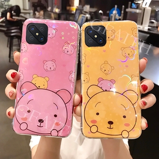 Ready เคสโทรศัพท์ OPPO Reno4 Z 5G 2020 New Casing Cute Cartoon Bear Silicone Colorful Cherry blossoms Back Cover Phone Case เคส For OPPO Reno4Z 5G