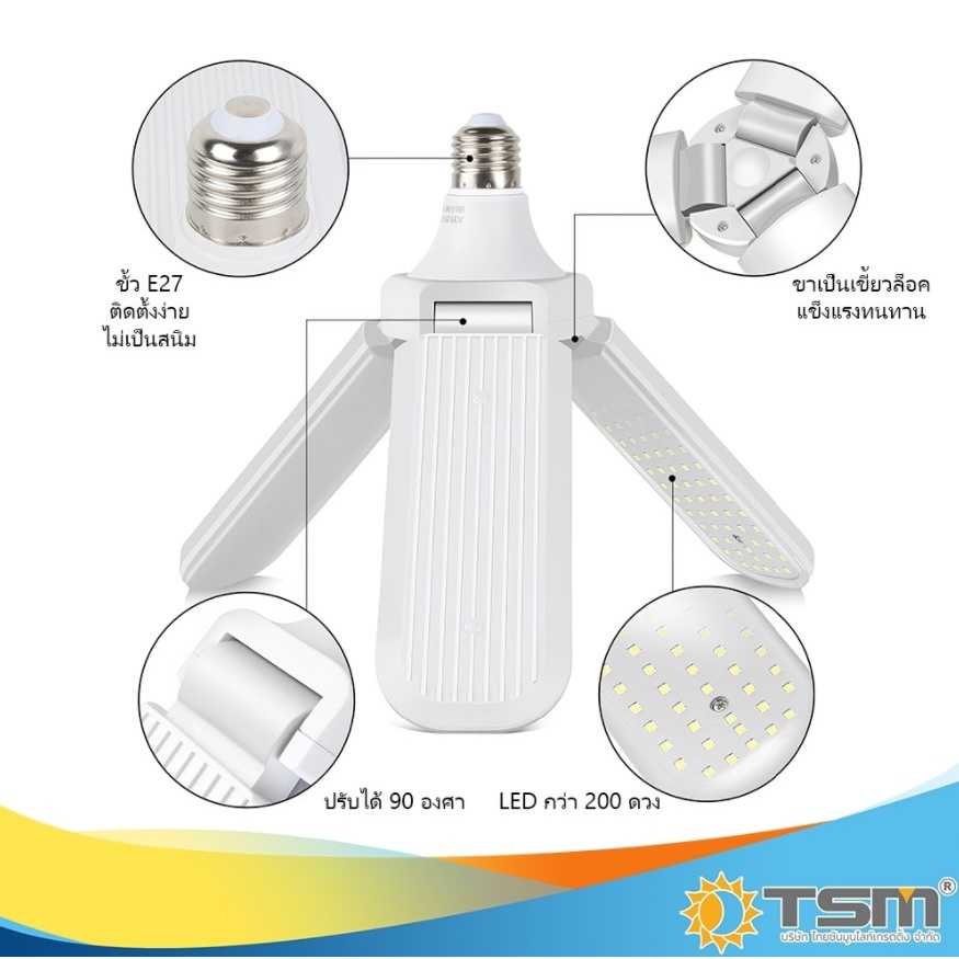 หลอดไฟทรงใบพัด-45w-แสงขาว-พับเก็บได้-รุ่น-tsm-388-fan-blade-led-bulb-ประหยัดพลังงาน