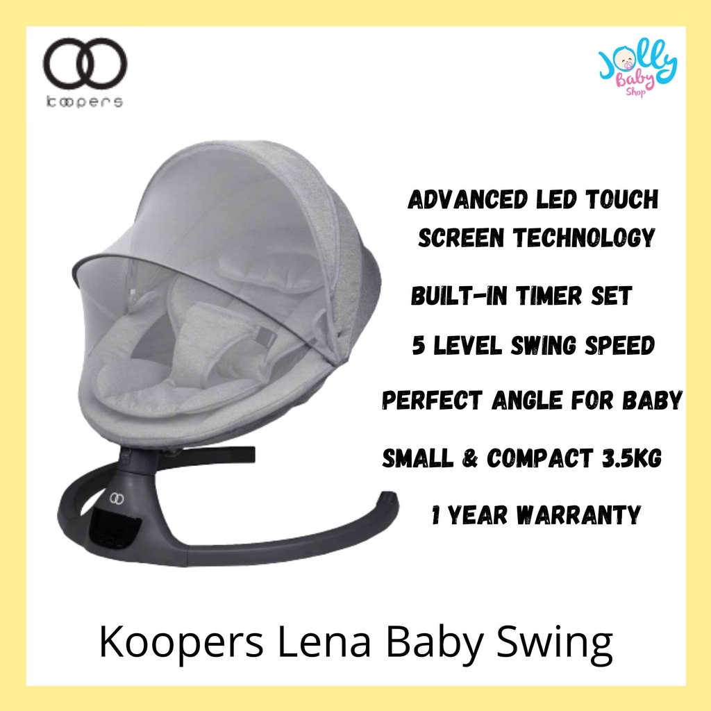 Koopers Lena เก้าอี้ชิงช้าเด็กแรกเกิด ถึง 9 กก. (สีเทาเข้ม / สีดํา