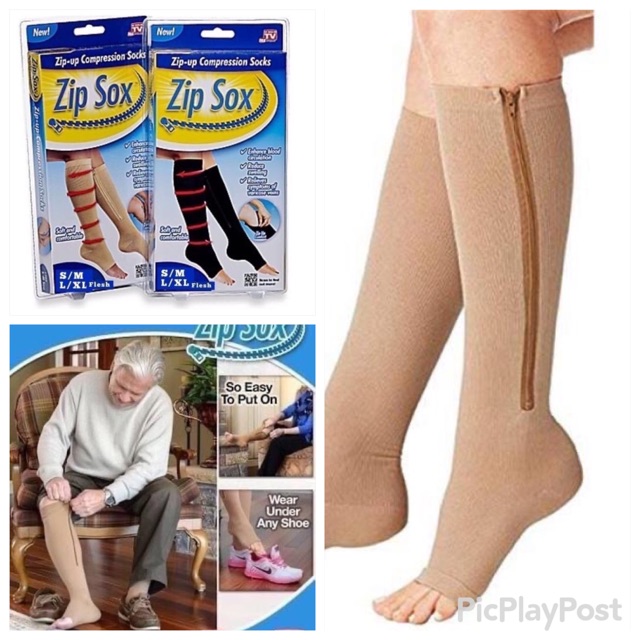 ถุงเท้า-แก้เส้นเลือดขอด-ถุงเท้าสุขภาพ-มีซิบ-ลดอาการเมื่อยล้า-แพ็ค-1-คู่