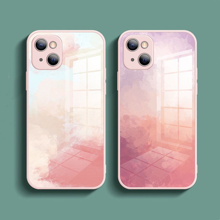 ภาพหน้าปกสินค้าWaterColor Tempered Glass Case เคส for iPhone 13 Pro Max 12Pro 12Mini Cover จากร้าน iphone6.th บน Shopee