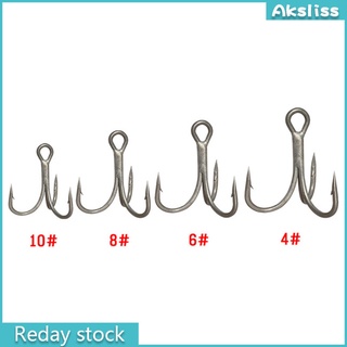 Aks ตะขอตกปลา โลหะผสมเหล็ก 4 ชิ้น#6#8#10# ตะขอเหยื่อปลอม สําหรับตกปลา