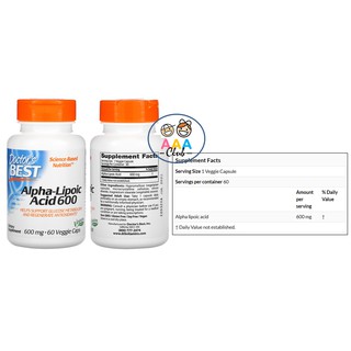 ภาพขนาดย่อของภาพหน้าปกสินค้าพร้อมส่ง Doctor's Best, Alpha-Lipoic Acid, 600 mg, 60 Veggie Caps จากร้าน aareewon บน Shopee ภาพที่ 1