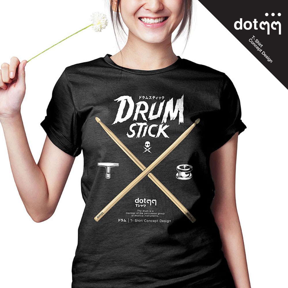 dotdotdot-เสื้อยืดหญิง-concept-design-ลาย-drum-stick-black