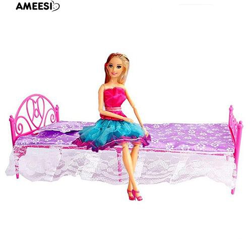 ameesi-เตียงนอนขนาดเล็ก-สำหรับบ้านตุ๊กตาบาร์บี้