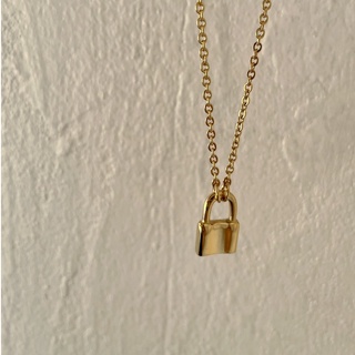 𝐴𝑆𝐻𝐼𝑅𝐴 (18k gold plated) สร้อยคอจี้แม่กุญแจ สร้อยสแตนเลส สร้อยสายฝอ pad lock necklace stainless necklace fashion necklac