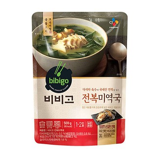 สินค้า ซุปสาหร่ายผสมหอยเป่าฮื้อ cj bibigo abalone seaweed soup 500g전복미역국
