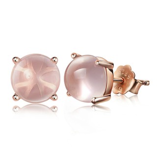 Rose Gold Earrings ต่างหูผู้หญิงสไตล์เกาหลีธรรมชาติ Hibiscus หินต่างหูสีชมพูคริสตัลขายส่ง de2-3758