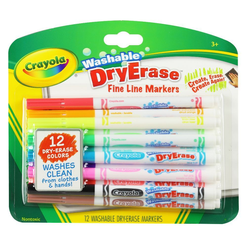 artwork-washable-dry-erase-fine-line-markers-crayola-12-colors-stationary-equipment-home-use-งานศิลปะ-ปากกาเมจิกเขียนไวท