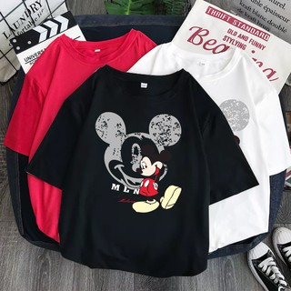 เดรสคอกลมแขนสั้นพิมพ์ลายเสื้อยืดแขนสั้นแฟชั่นผู้หญิงฤดูร้อนสไตล์ใหม่ขนาดใหญ่พิมพ์หลวมฤดูร้อนเกาหลีฝ้ายคอกลมการ์ตูนน่ารัก