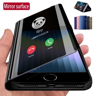 Smart Flip Case For Apple iphone SE 2022 Mirror leather Stand Phone Cover For iphone 13 12 11 Pro mini X XR XS Max Coque