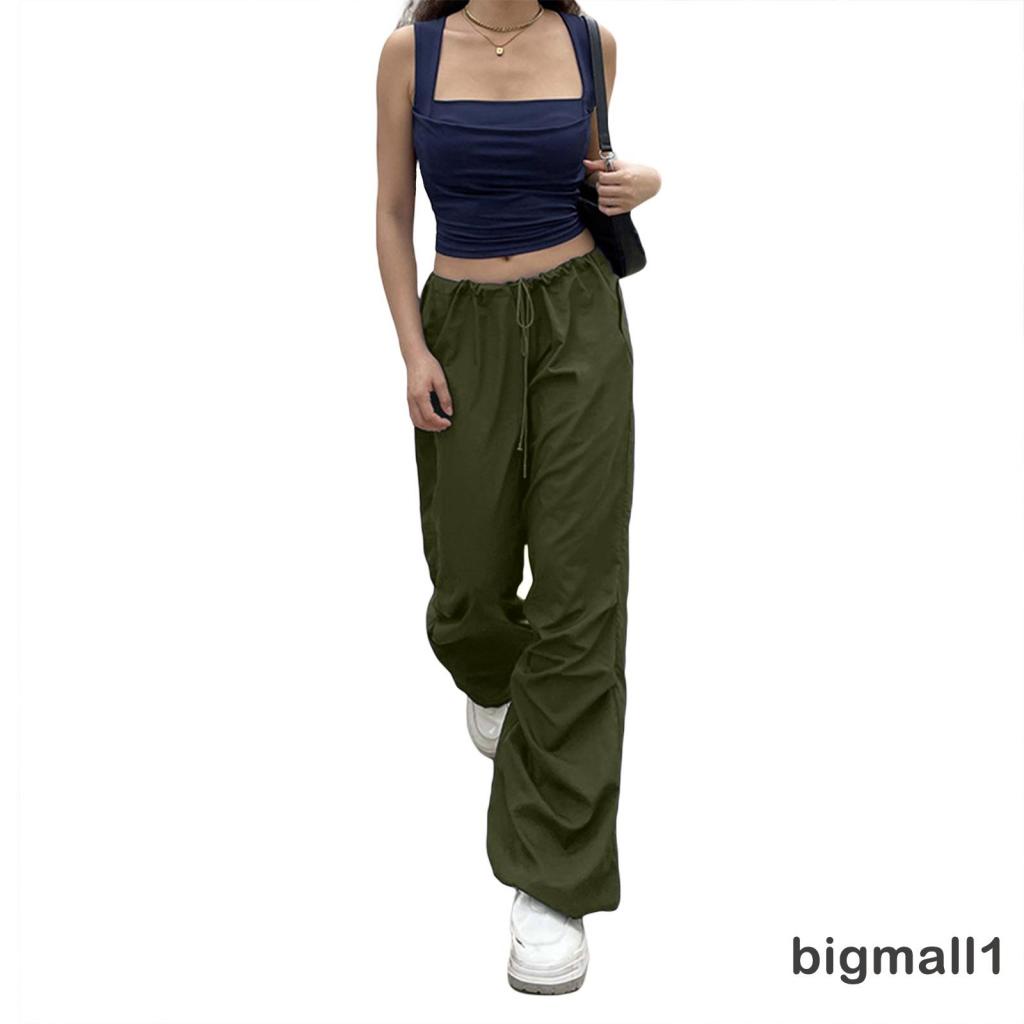 bigmall-กางเกงคาร์โก้-ขากว้าง-ทรงหลวม-สไตล์ฮิปฮอป-สีพื้น-แบบผูกเชือก-สําหรับผู้หญิง