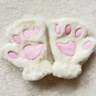 ถุงมือครึ่งนิ้ว แต่งตุ๊กตาอุ้งเท้าแมวน่ารัก ให้ความอบอุ่น แฟชั่นฤดูหนาว สําหรับผู้หญิง