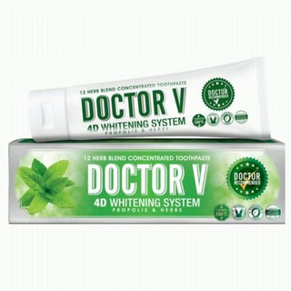 ยาสีฟัน Doctor V 85 g. พัฒนาสูตรขึ้นโดยทันตแพทย์ ด็อกเตอร์ วี 4D Whitening System ยาสีฟันสมุนไพร 12 ชนิด