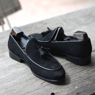 503-2 Arcobareno Tassel Loafers Suede Black