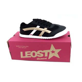 Cior.shop รองเท้าผ้าใบลีโอสตาร์ (Leostar) รุ่น SAKURA สีดำ-ทอง แท้ 100%