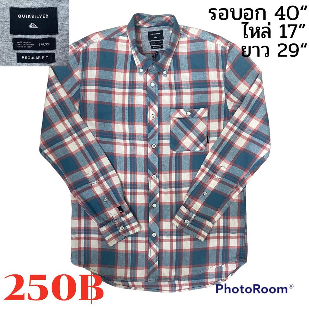 เสื้อลายสก็อตquiksilver-ของแท้มือ2สภาพ9-10