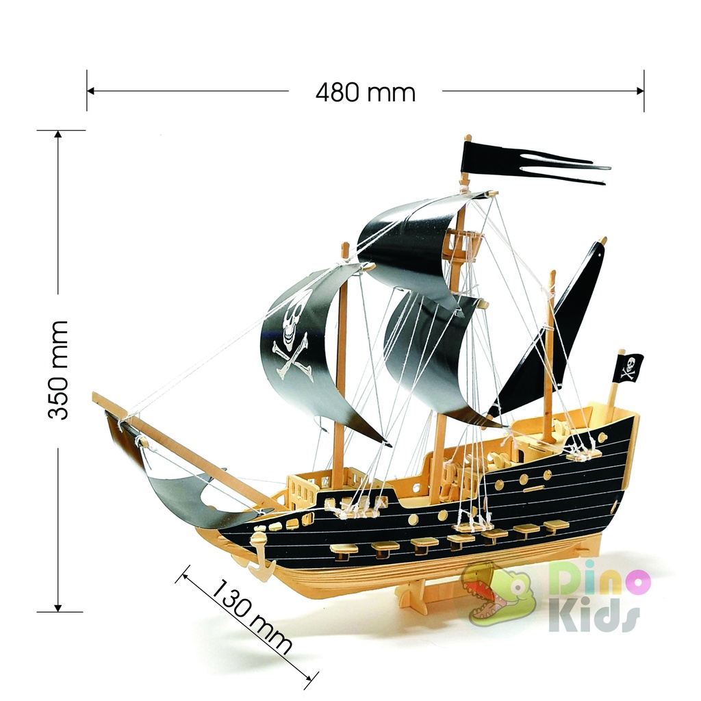 dinokids3d-ตัวต่อไม้-3-มิติ-โจรสลัด-pirate-ship-จิ๊กซอว์ไม้-โมเดลไม้-3-มิติ