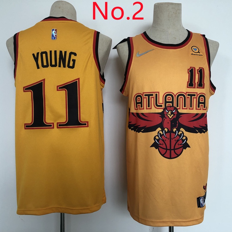 เสื้อกีฬาบาสเก็ตบอล-ลายทีม-nba-trae-young-jerseys-number-11-7-สไตล์-สําหรับผู้ชาย