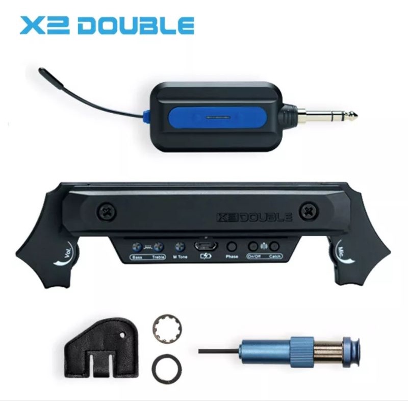 double-pickup-guitar-รุ่น-x2-ปิ๊กอัพกีตาร์โปร่ง-ไวเรสพร้อมตัวรับสัญญาณ