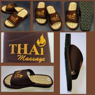 ภาพหน้าปกสินค้ารองเท้าเสื่อกกสวมผ้ากระสอบปักทอTHAi massage(EXPORT ONLY) ที่เกี่ยวข้อง