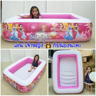 สระน้ำเป่าลมทรงสี่เหลี่ยมลายเจ้าหญิง ขนาด150*100*35cm สินค้าคุณภาพ แบร์น  city toys