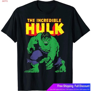 SKTT1 Marvelเสื้อยืดแขนสั้น Marvel Classic The Incredible Hulk Distressed Portrait T-Shirt Marvel Sports T-shirt