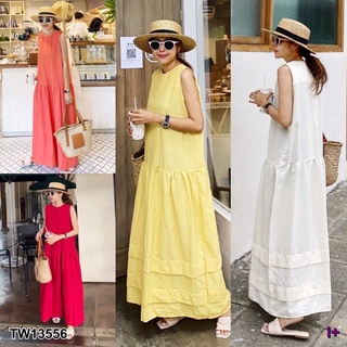 Maxi dress เดรสยาวแขนกุด สไตล์เกาหลี เดรสมินิมอล