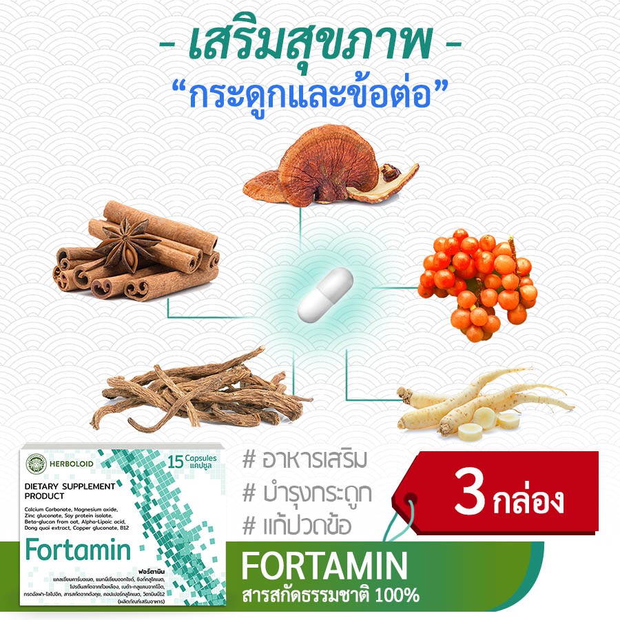 ภาพสินค้าFORTAMIN สูตรคอมเพล็กซ์ชั่นสำหรับกระดูกและข้อต่อ ️ 3 กล่อง   กล่องละ 15 แคปซูล จากร้าน sukkapapdee บน Shopee ภาพที่ 8