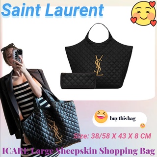 แซงต์โลรองต์  Saint Laurent  ysl ICARE Plus ขนาดกระเป๋าหนังแกะผ้า/กระเป๋าขนาดใหญ่/กระเป๋าช้อปปิ้ง/รูปแบบล